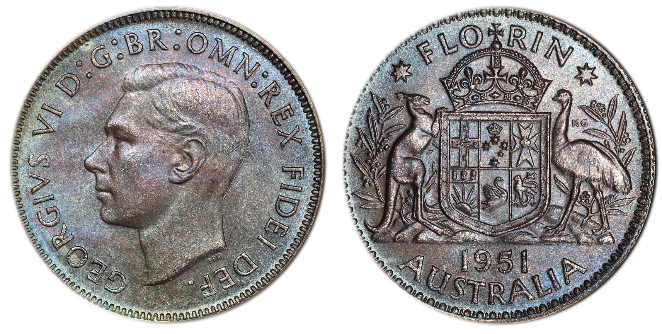 George VI, Florin, 1951, PCGS MS65