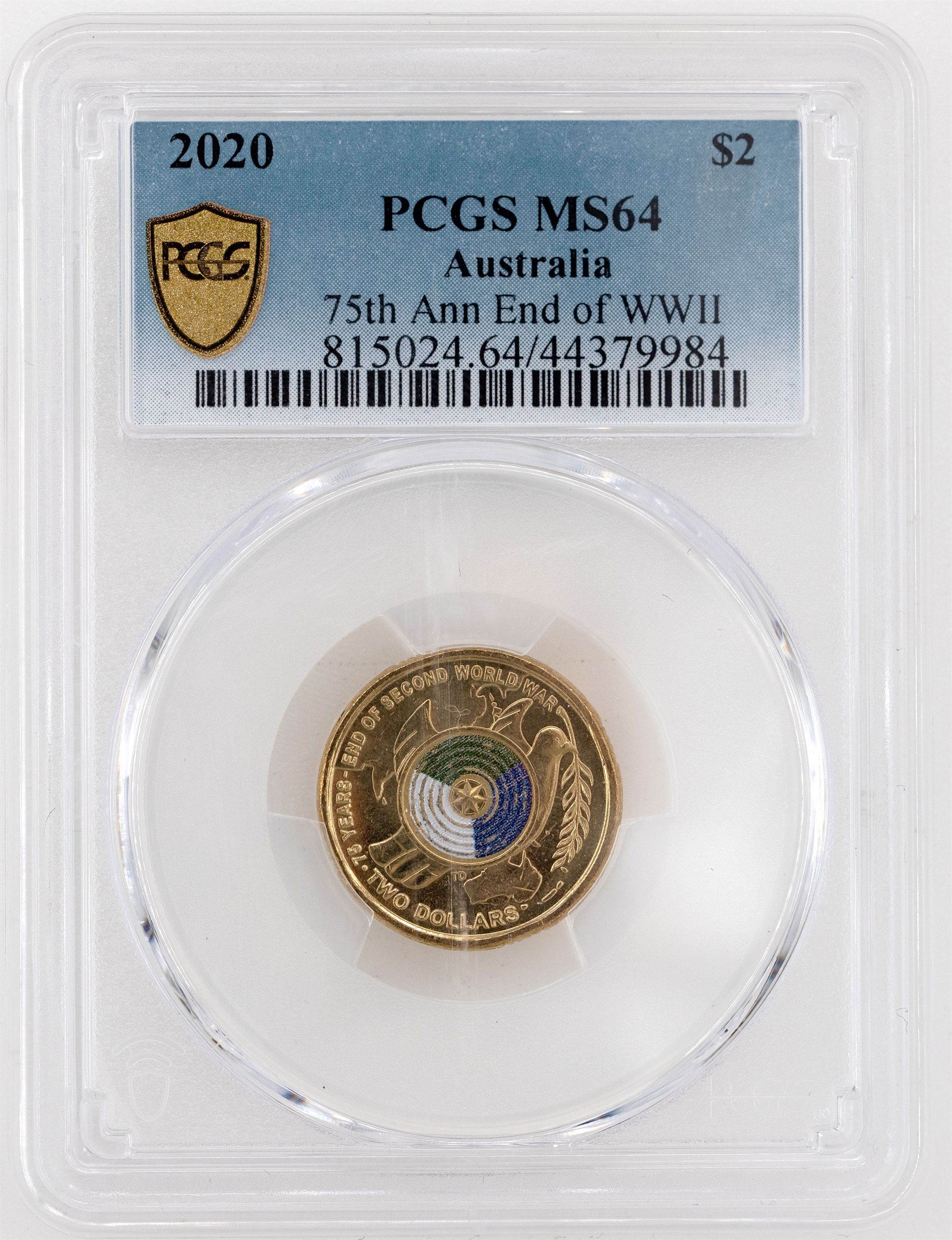 2020 Australia Two Dollar, $2 75th Ann End of WWII PCGS - MS64 -984