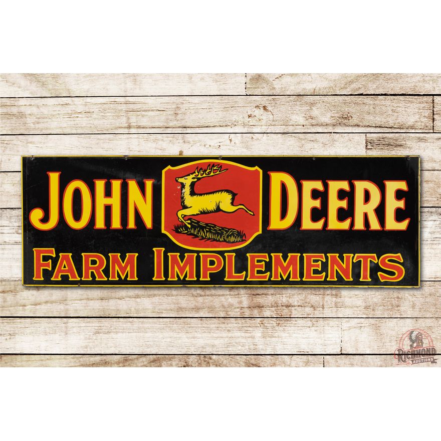 6' John Deere 3-Legged Logo Farm Implements Double Sided Porcelain Sign TAC 8.5