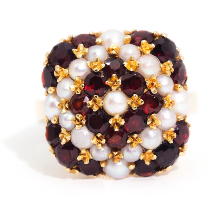 18ct Pearl & Garnet Ring