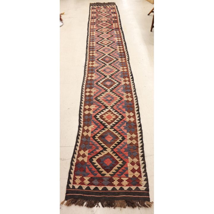 Old Afghan Kilim Long Runner Rug 2'x14'6'' Approx.