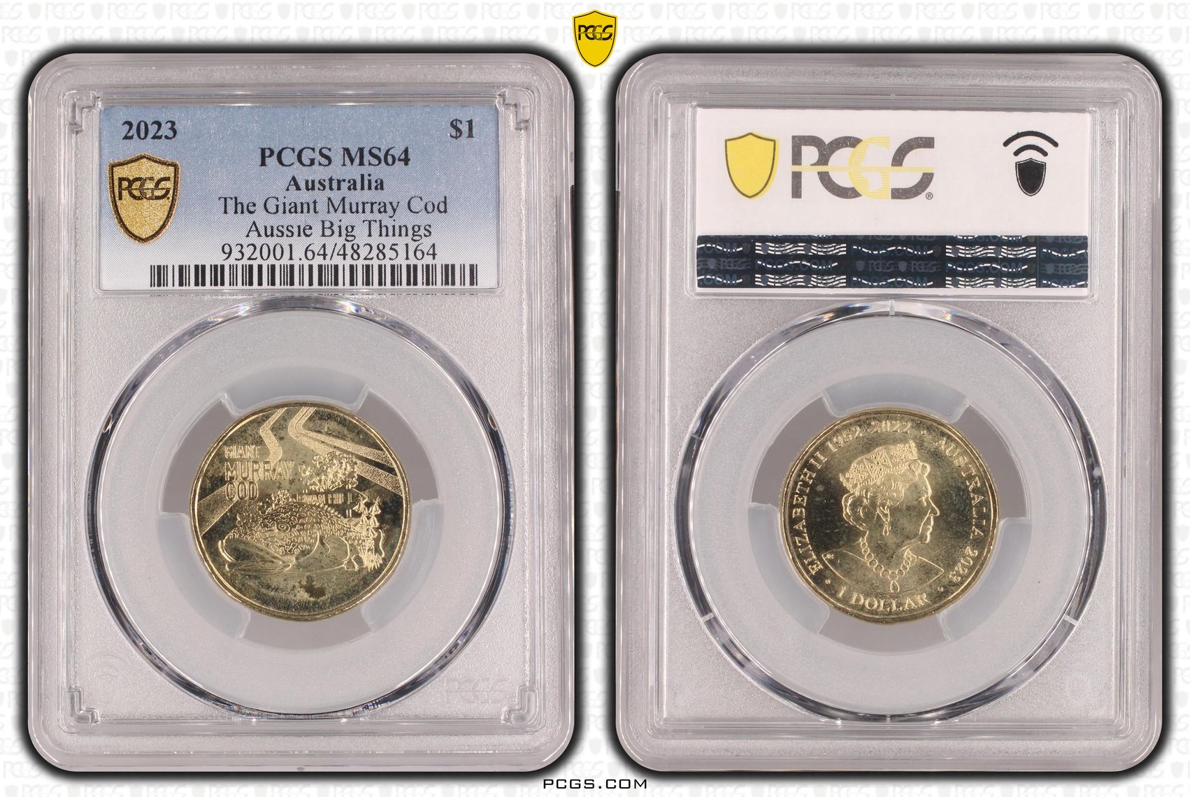 294 · The Giant Murray Cod Aussie Big Things , One Dollar, 2023, PCGS MS64