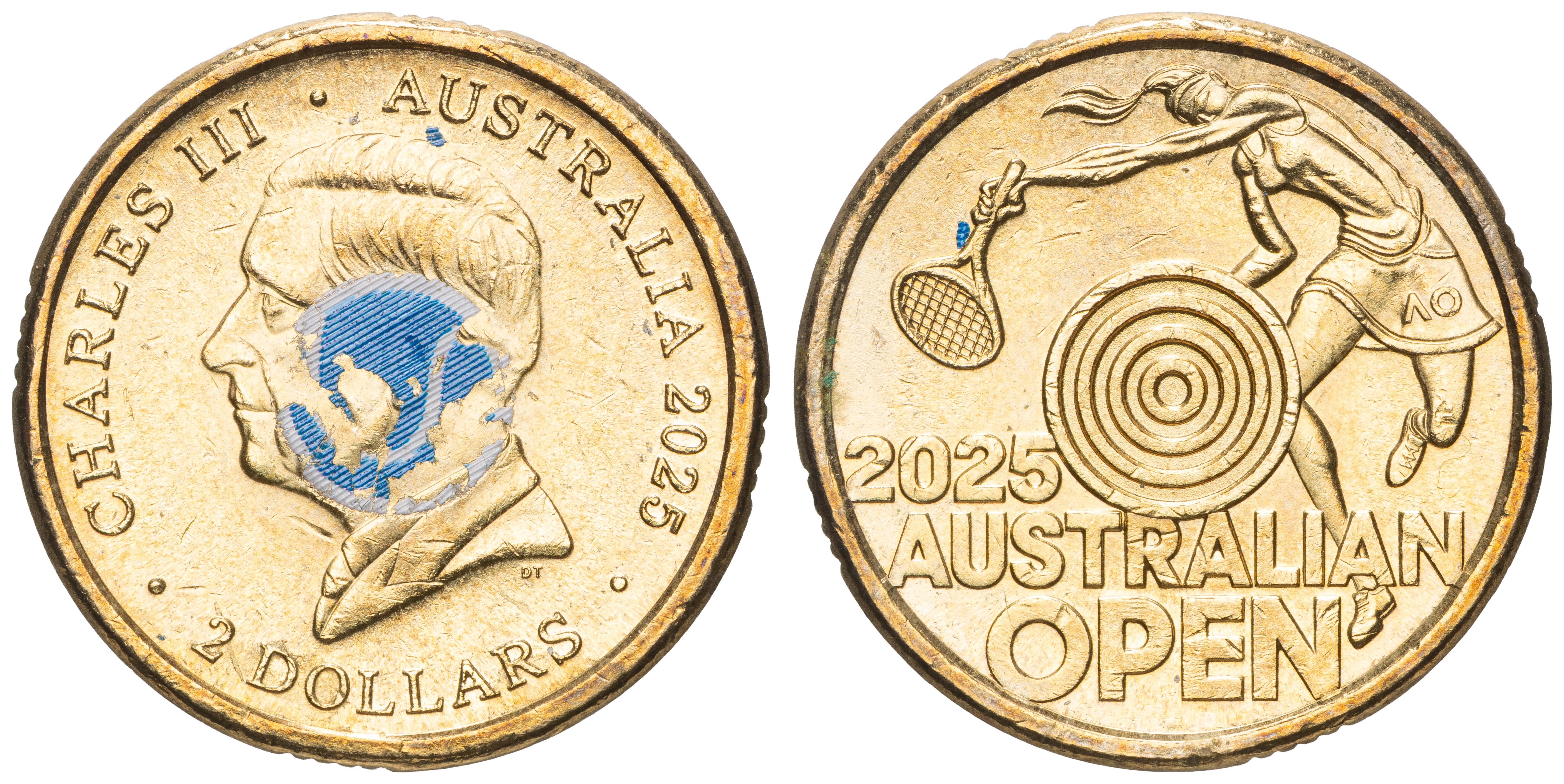 Charles III, Australian Open - Bullseye, Two Dollars, 2025, UNC