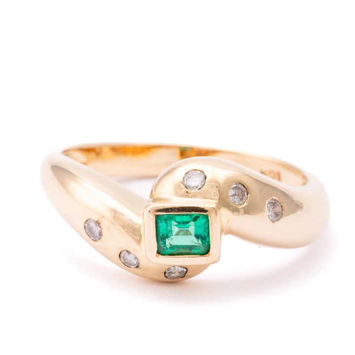 Emerald & Diamond Ring 18ct Gold