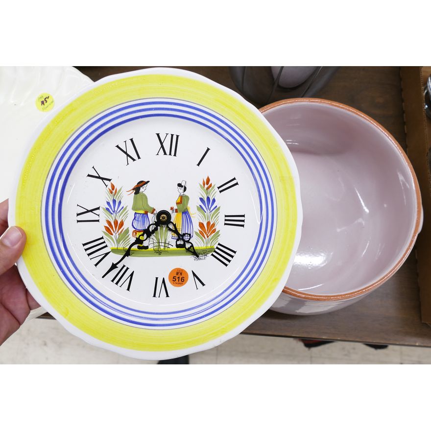 2pc Quimper Clock Etc- 10''