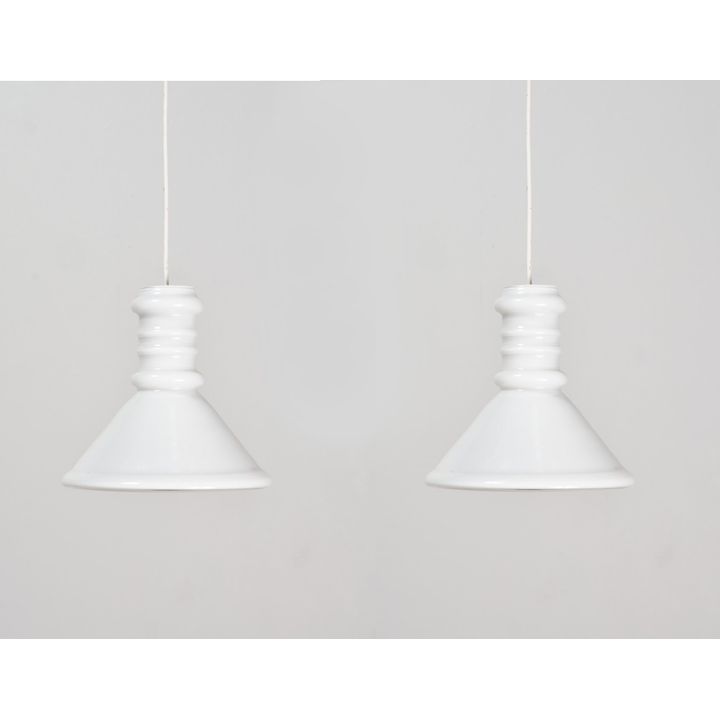 Sidse Werner (Denmark, 1931 - 1989) for Holmegaard - A pair of ‘Apoteker 255’ glass pendant lamp shades