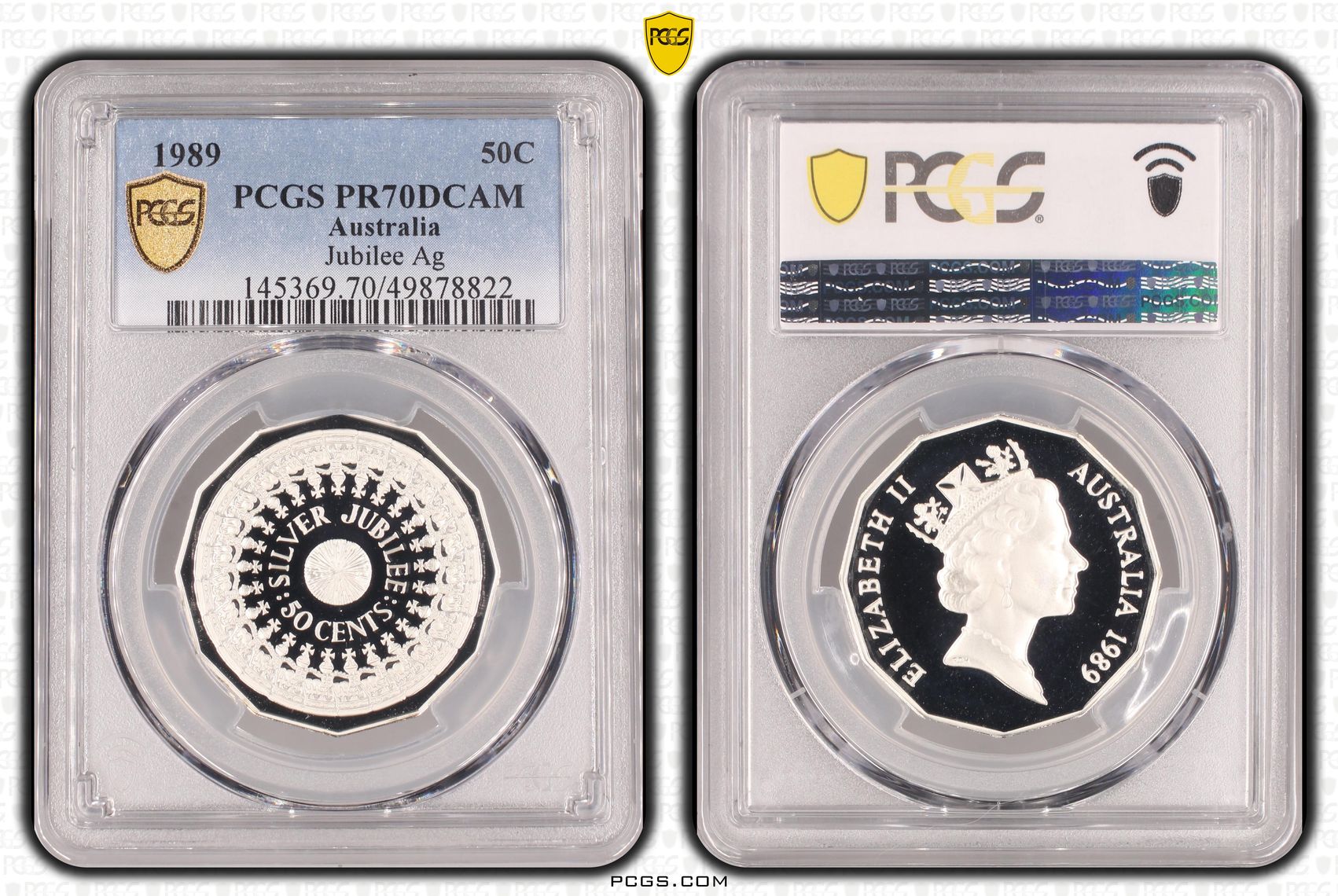 Jubilee Ag, Fifty Cent, 1989, PCGS PR70DCAM