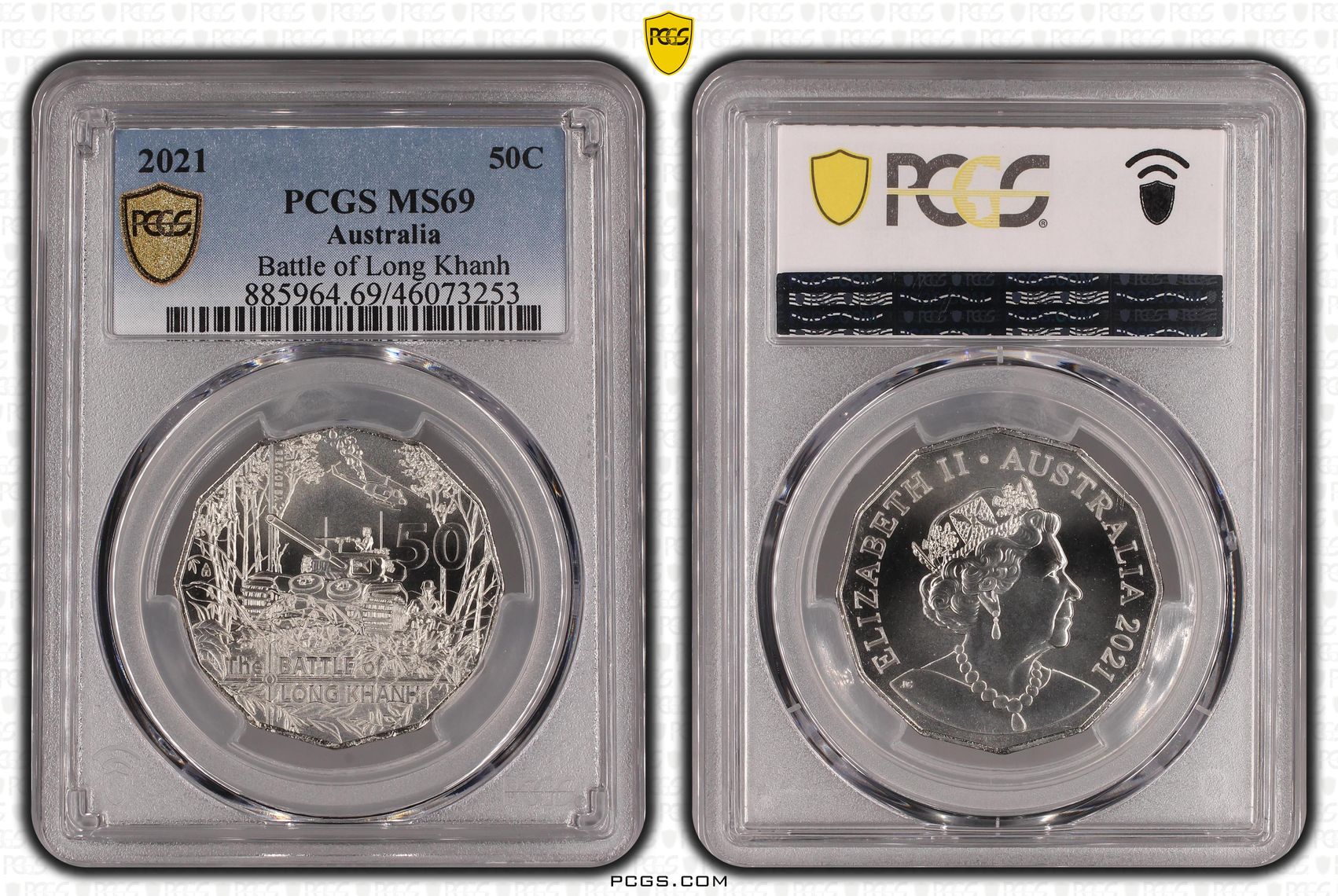 2021 Australia Fifty Cent, 50c Battle of Long Khanh PCGS - MS69 -253