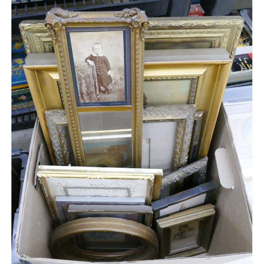 Box Antique MISC Frames- 14pc- largest 24x18''