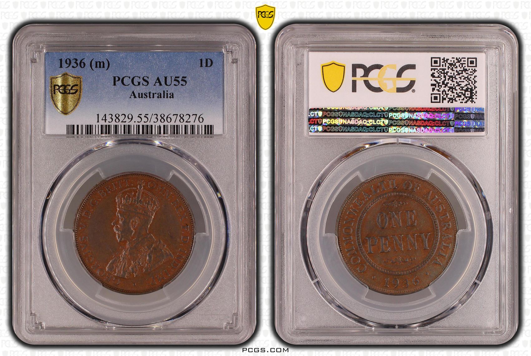 Penny, 1936, PCGS AU55BN