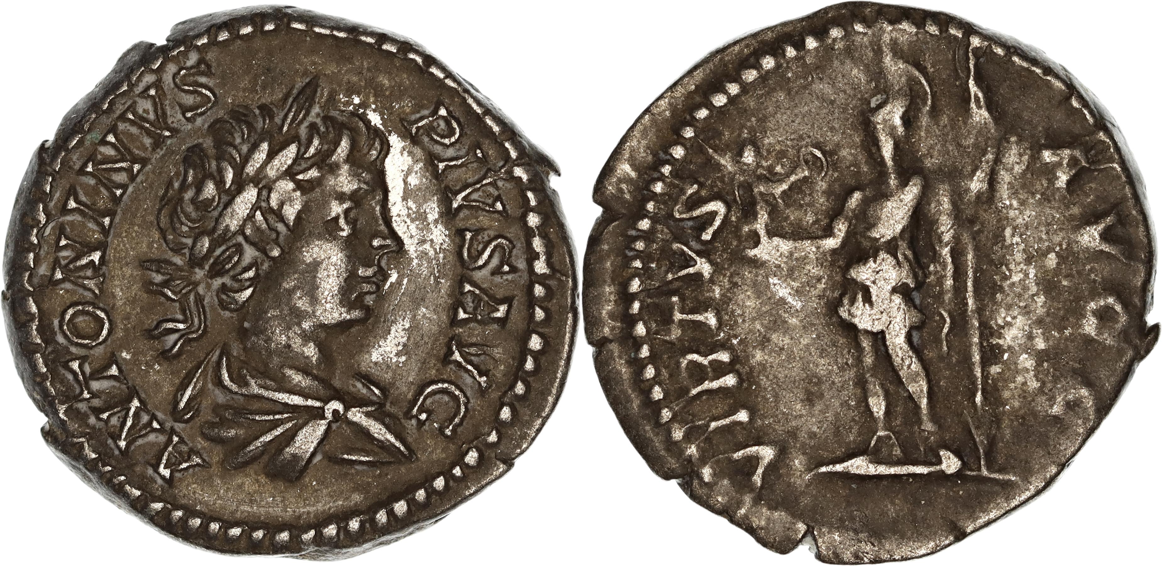 Roman Empire, Caracalla, Silver Denarius, 203 AD, gF-aVF