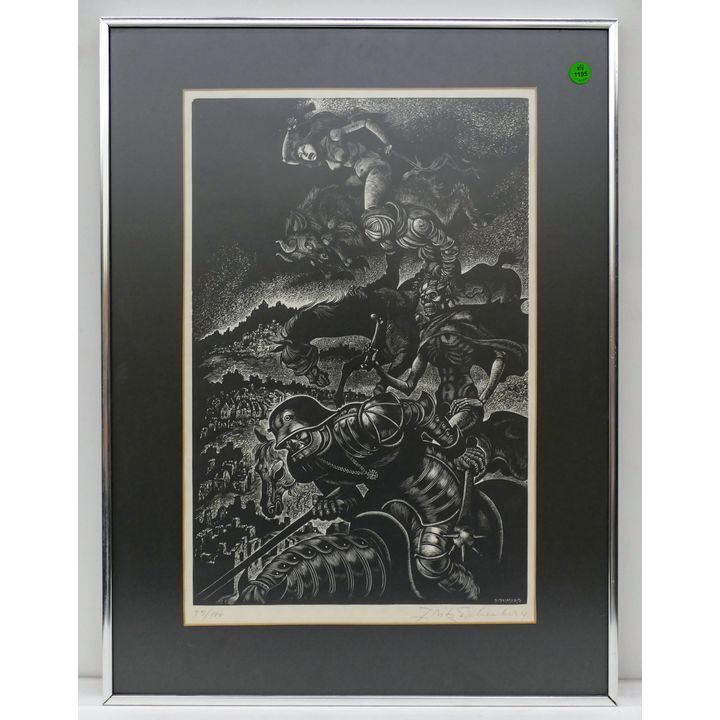 Fritz Eichenberg (1901-1990 NY) ''Follies of War'' Signed Wood Engraving Framed 24''x18''