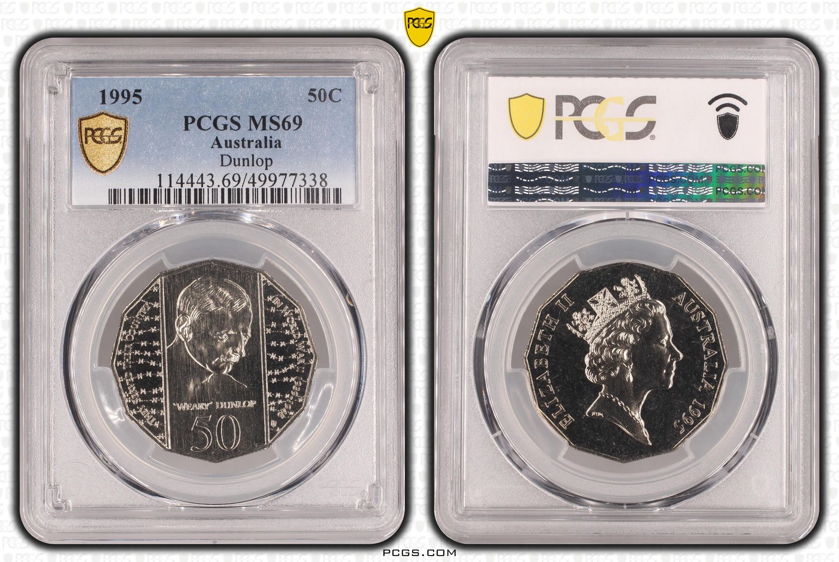 85 · Dunlop, Fifty Cent, 1995, PCGS MS69