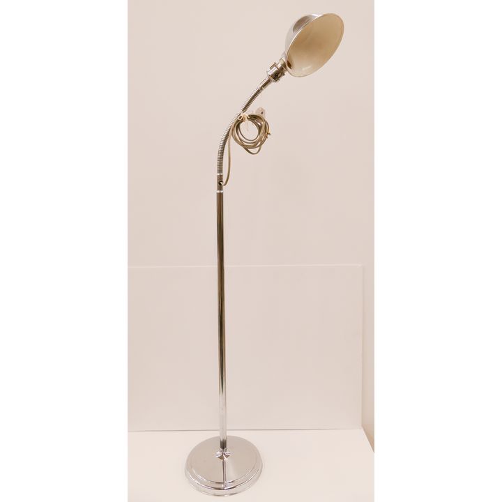 Vintage Chrome Gooseneck Floor Lamp- 52''