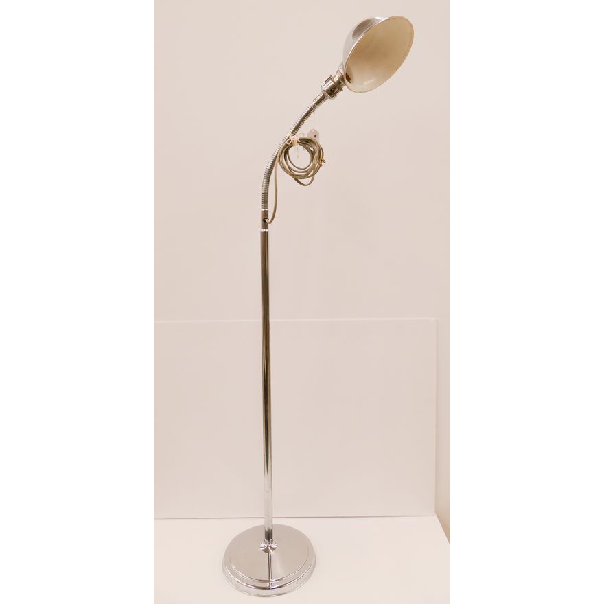 Vintage Chrome Gooseneck Floor Lamp- 52''