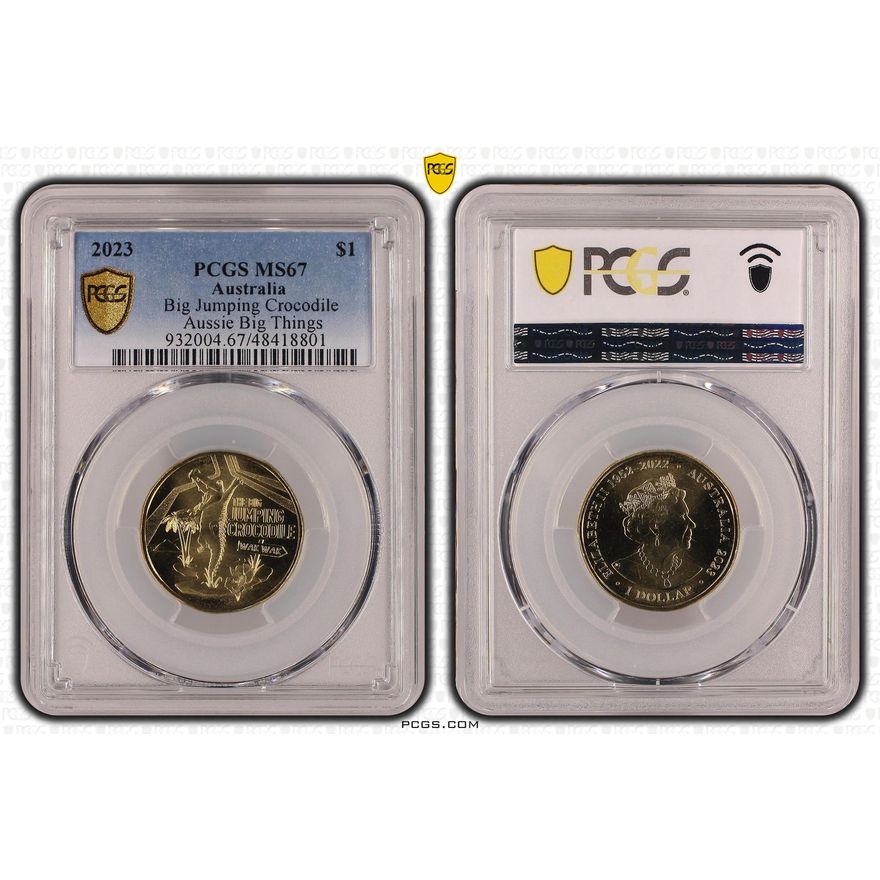Elizabeth II, Big Jumping Crocodile Aussie Big Things, One Dollar, 2023, PCGS MS67