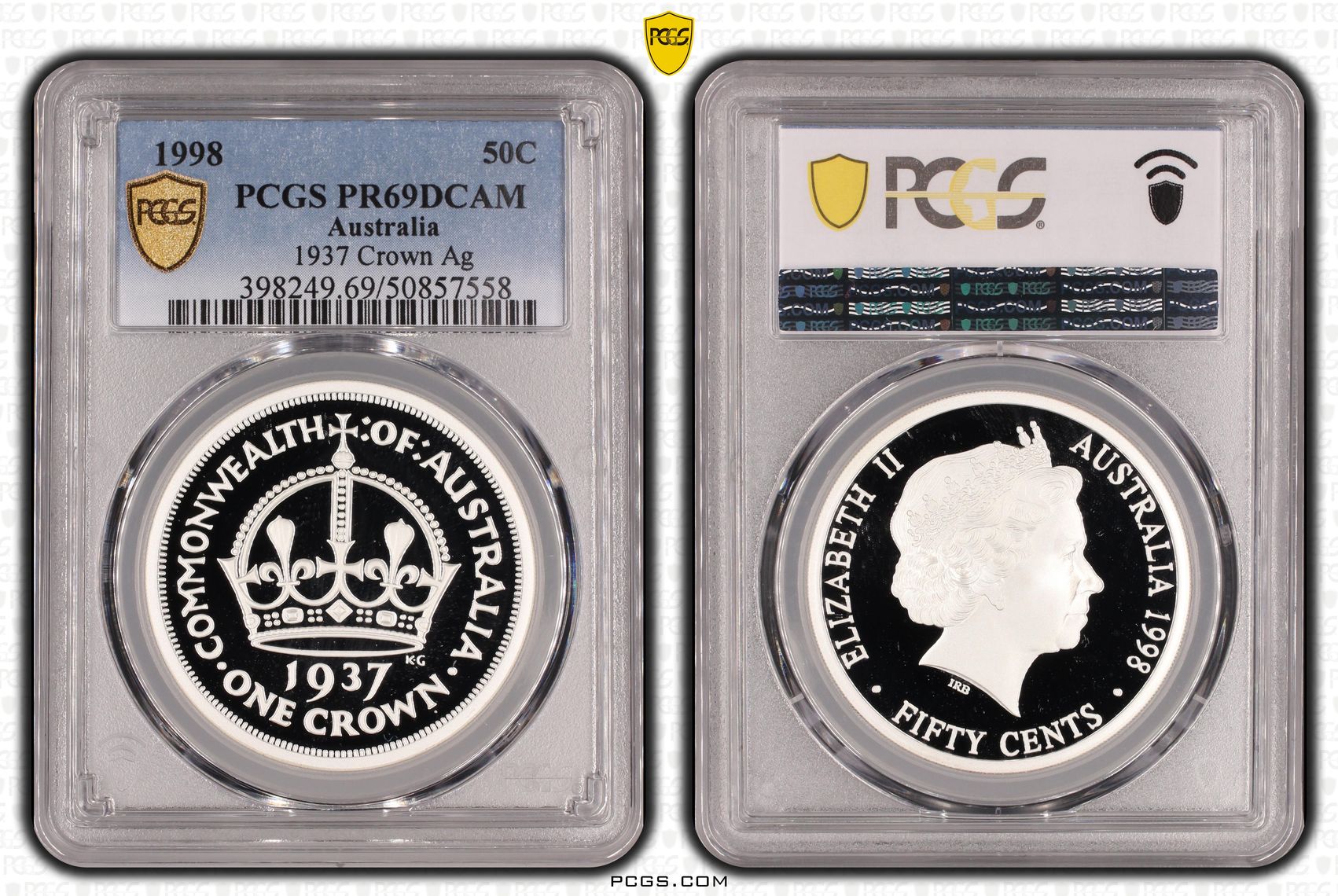 1937 Crown Ag , Fifty Cent, 1998, PCGS PR69DCAM