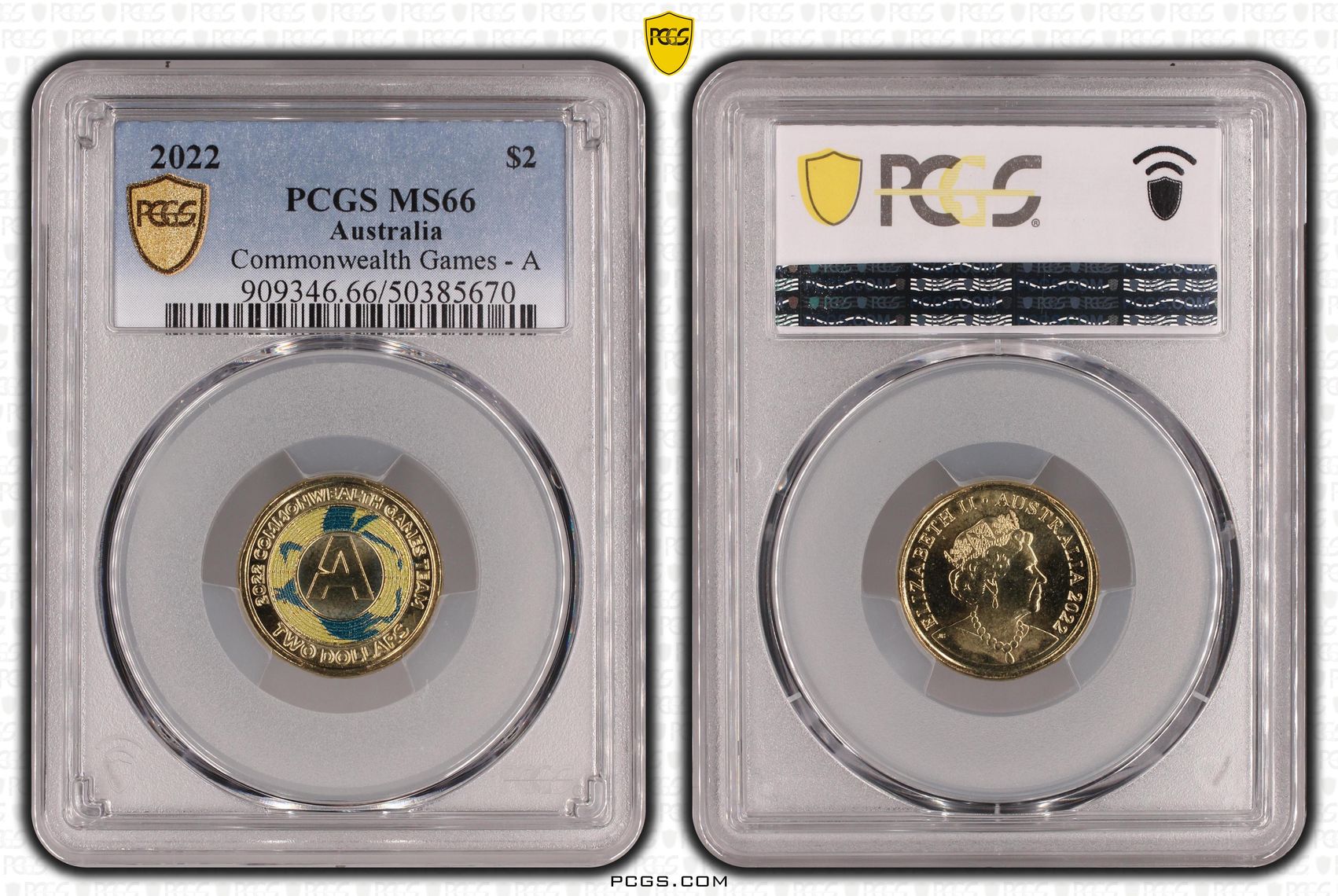 Commonwealth Games - A Colorized , Two Dollar, 2022, PCGS MS66