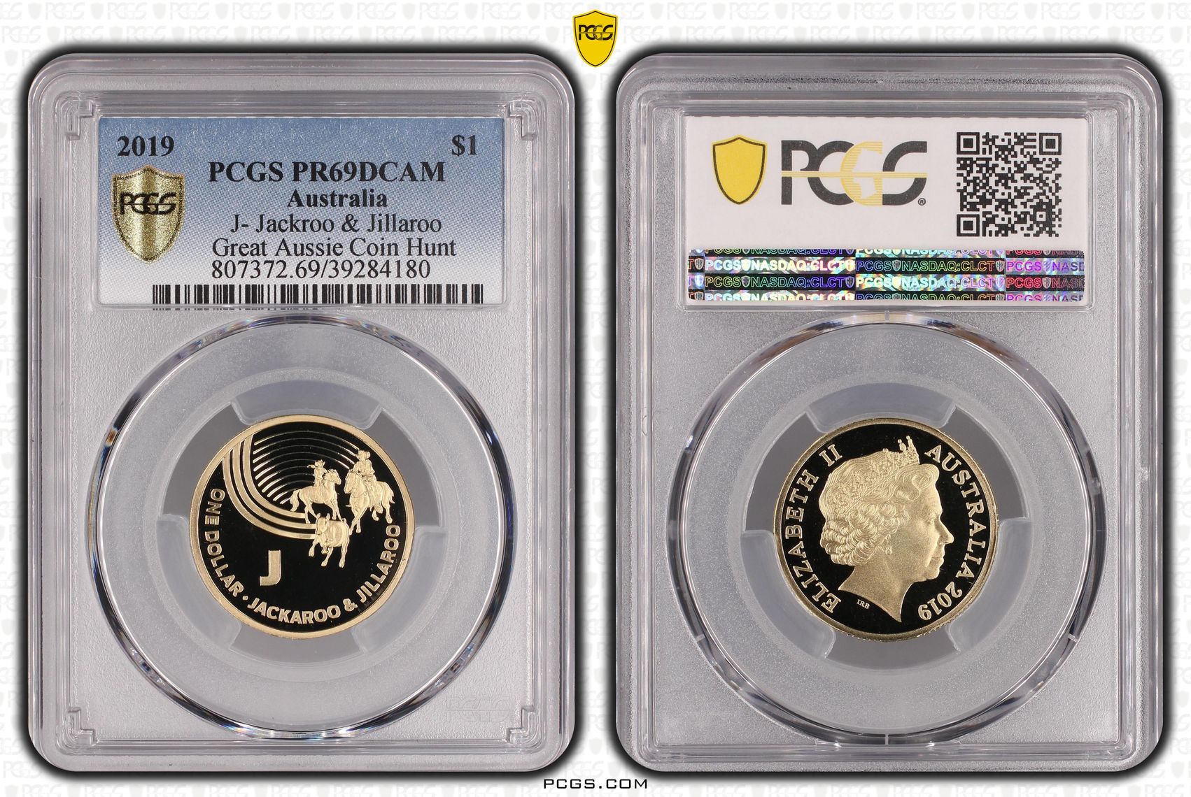 J - Jackaroo & Jillaroo Great Aussie Coin Hunt, One Dollar, 2019, PCGS PR69DCAM
