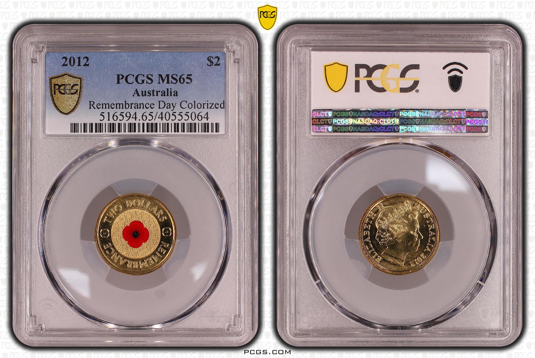Remembrance Day Colored, Two Dollar, 2012, PCGS MS65