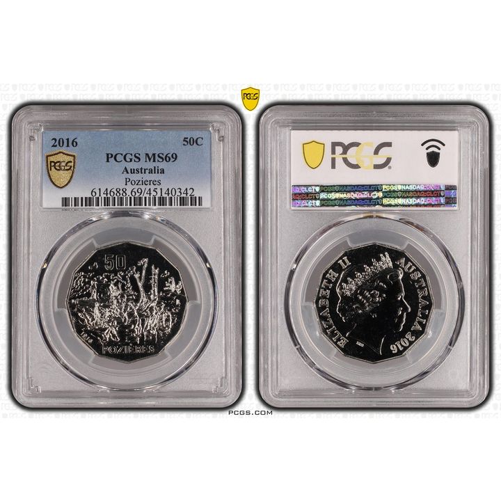 2016 Australia Fifty Cent, 50c Pozieres PCGS - MS69 POP 7/0 -342