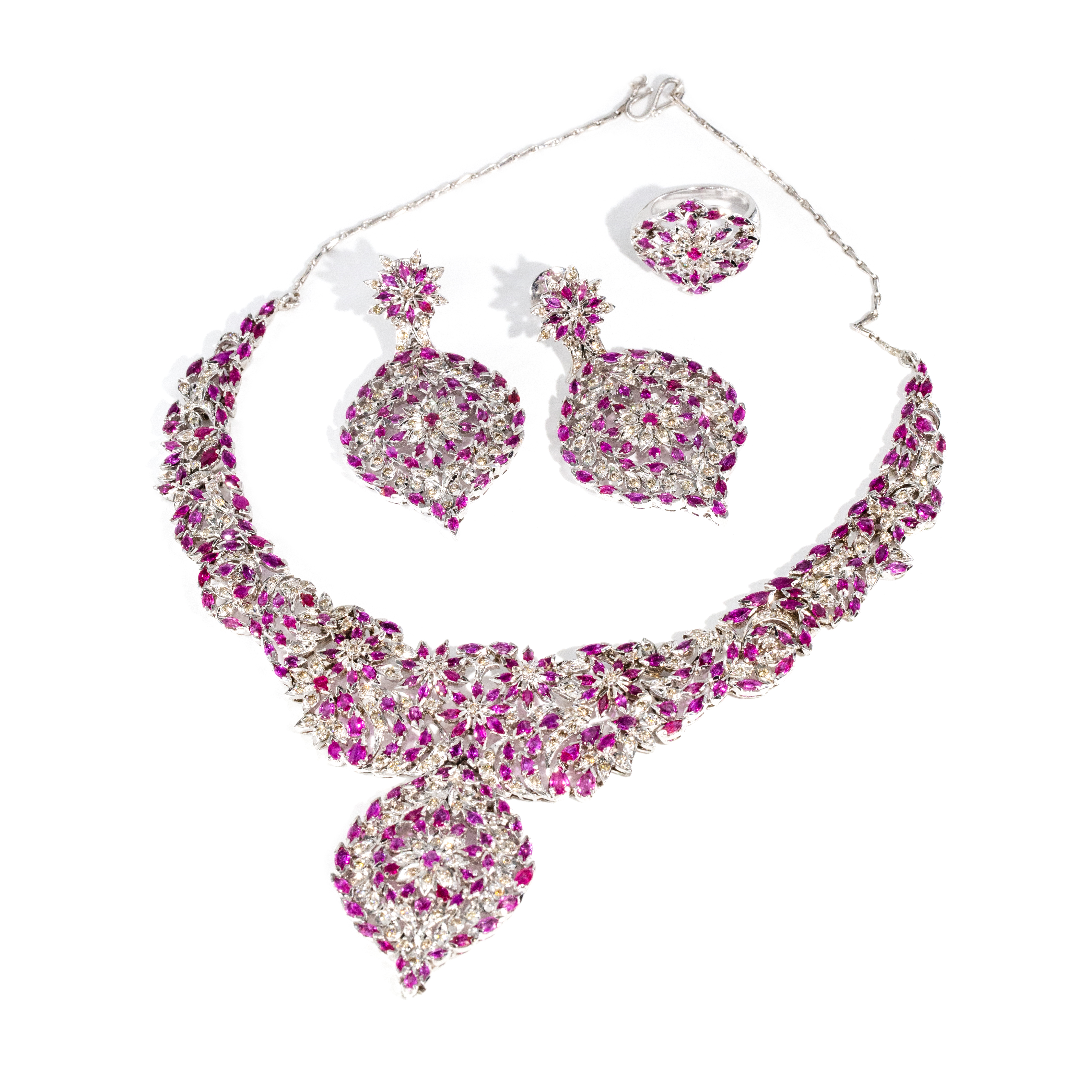 85 · Ruby & Diamond SIlver Jewellery Set