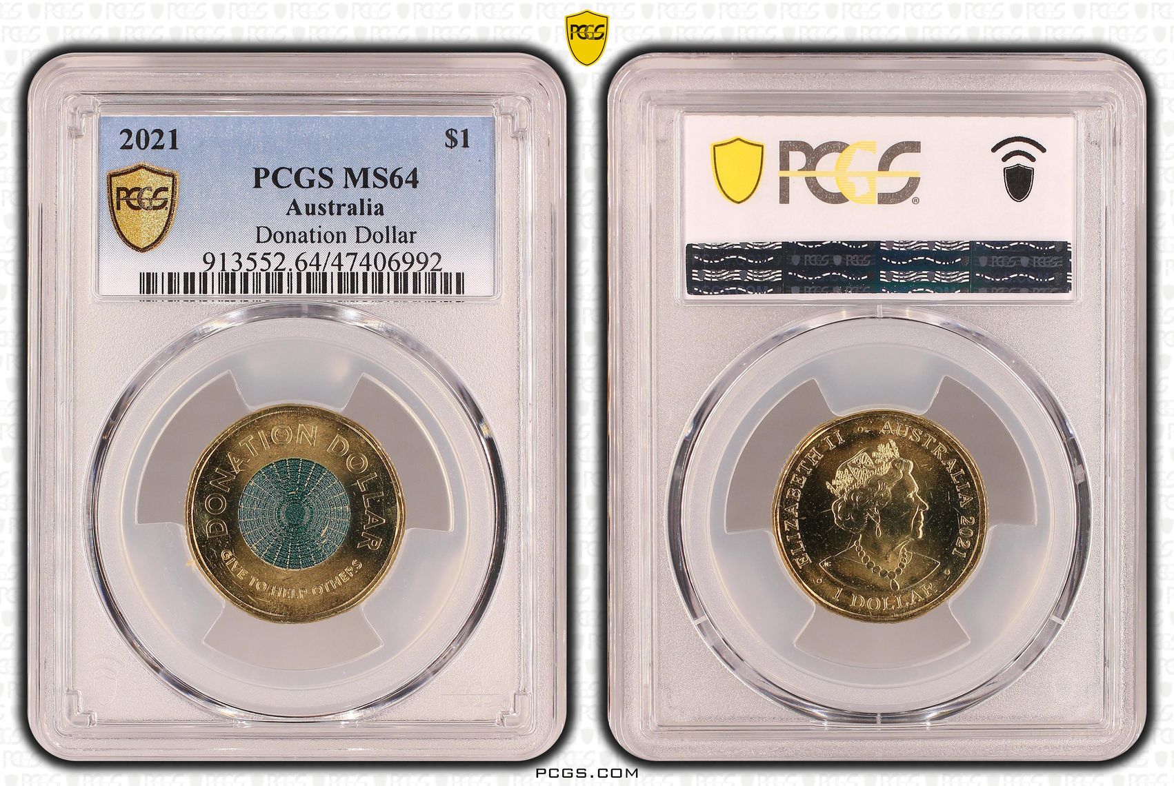 Donation Dollar, One Dollar, 2021, PCGS MS 64