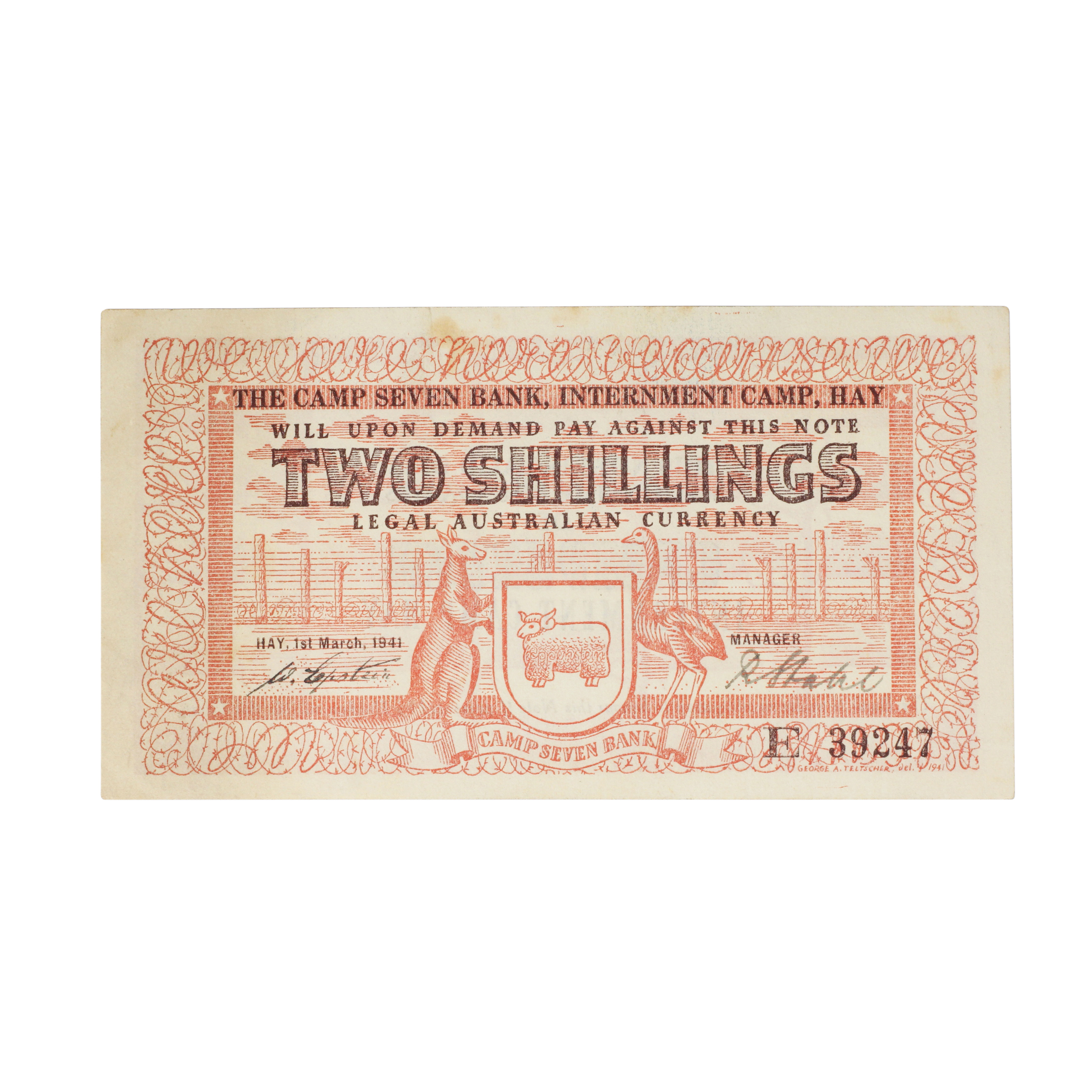 121. · Hay Internment Camp, Two Shillings,  1941, gEF