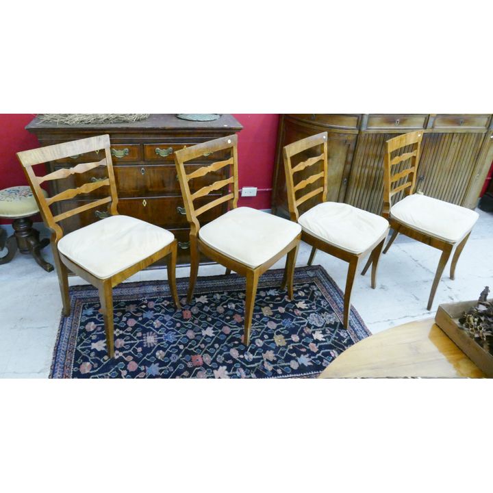Set 4 Antique English Walnut Dining Chairs- 36x19x20''