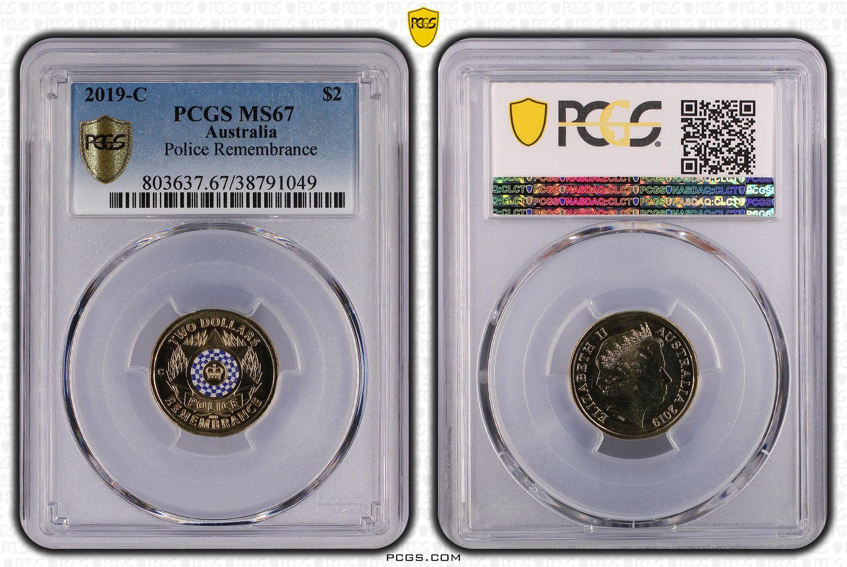 2019-C Australia Two Dollar, $2 Police Remembrance PCGS - MS67 -049