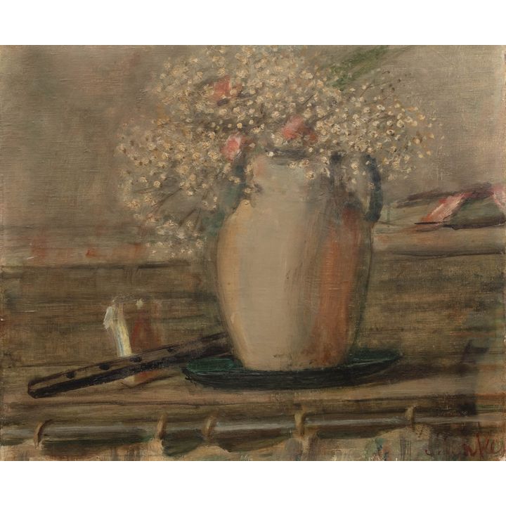 Zygmunt Menkes | Martwa natura z kwiatami i fletem, l. 20–30 XX w.