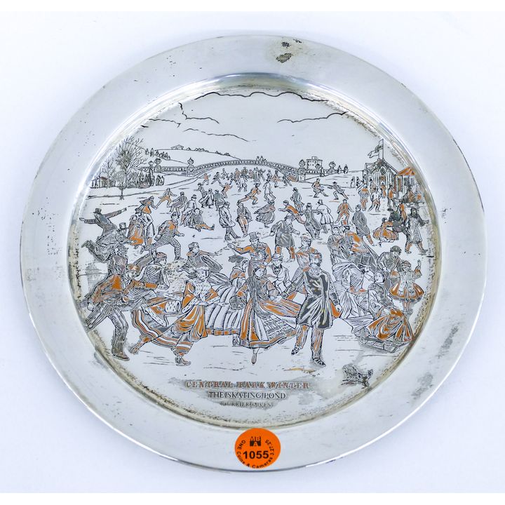 Danbury Mint 1973 Sterling Currier & Ives Plate 8'' in Box - 252 Grams