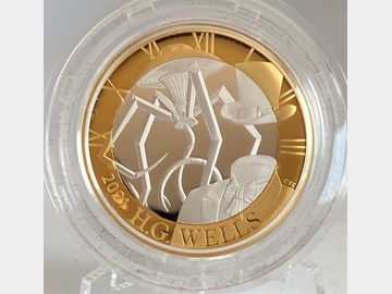 2021 ROYAL MINT 'H.G WELLS' PROOF PIEDFORT SILVER 2 POUND COIN IN CAPSULE