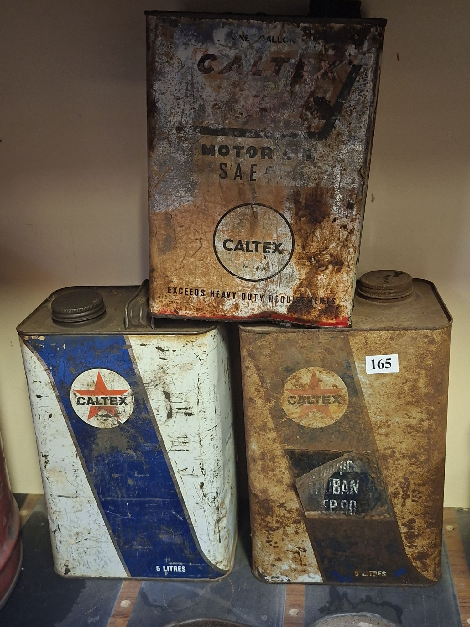3 Caltex Oil Cans