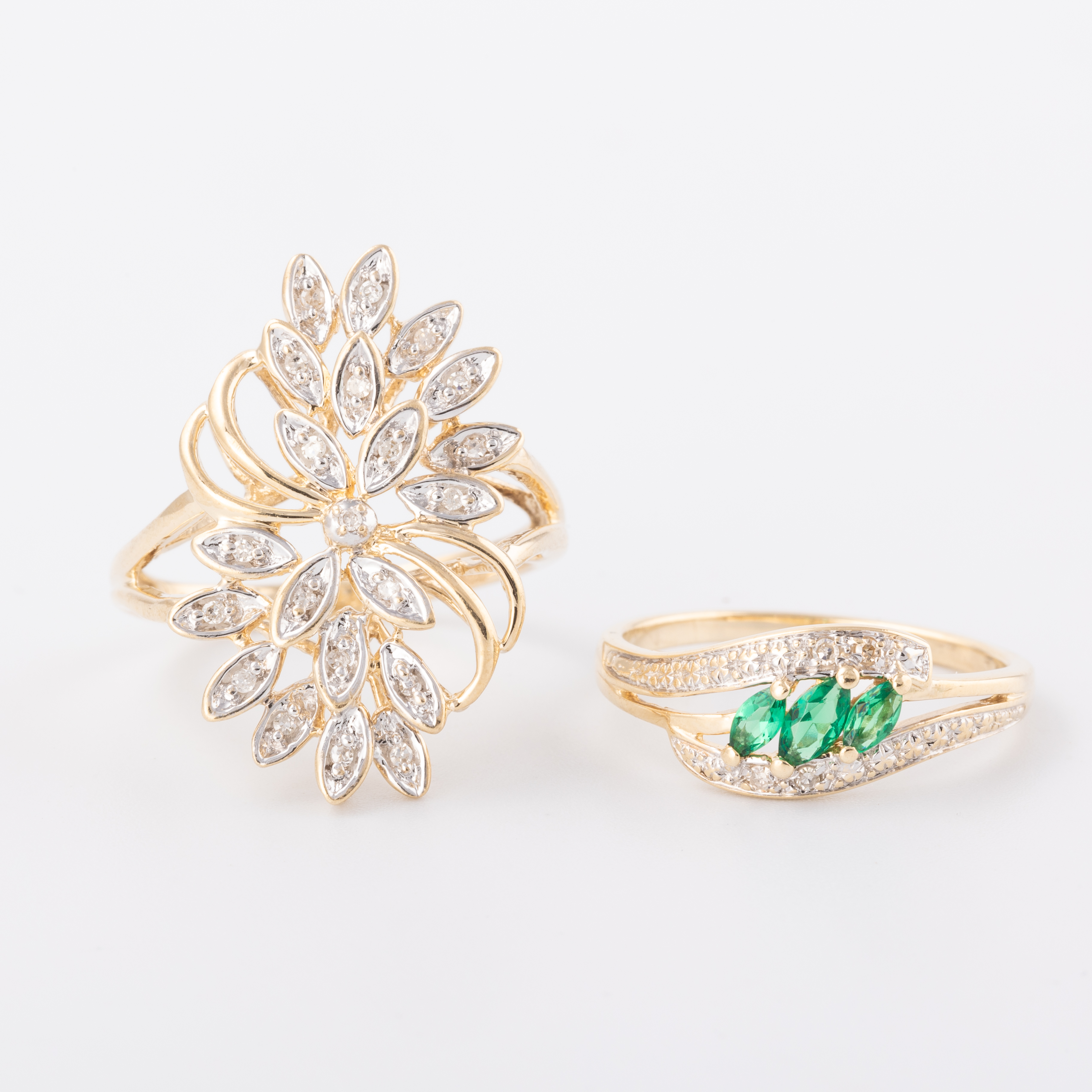 Two 9ct Gold Diamond Rings