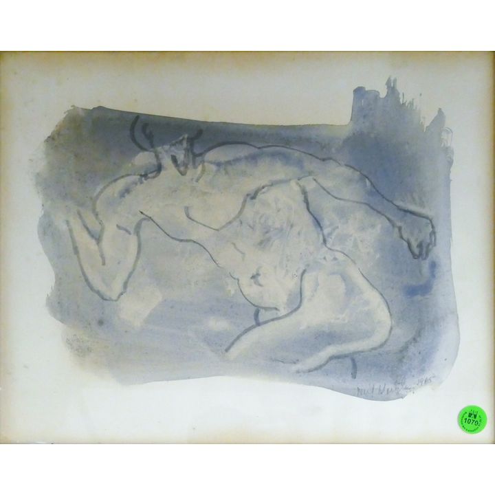 Neil Meitzler ''Mystic Figure'' 1965 Casein on Paper Framed