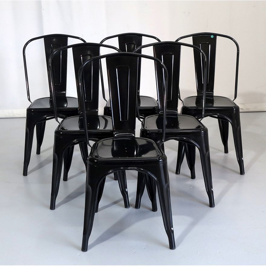 SET OF 6 ENAMELED STEEL DINING CHAIRS