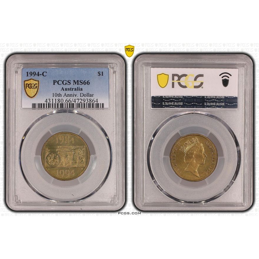 10th Anniv. Dollar, One Dollar, 1994-C, PCGS MS 66