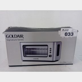 GOLDAIR 2 SLICE STAINLESS STEEL TOASTER WITH GLASS WINDOW - GTT-2000