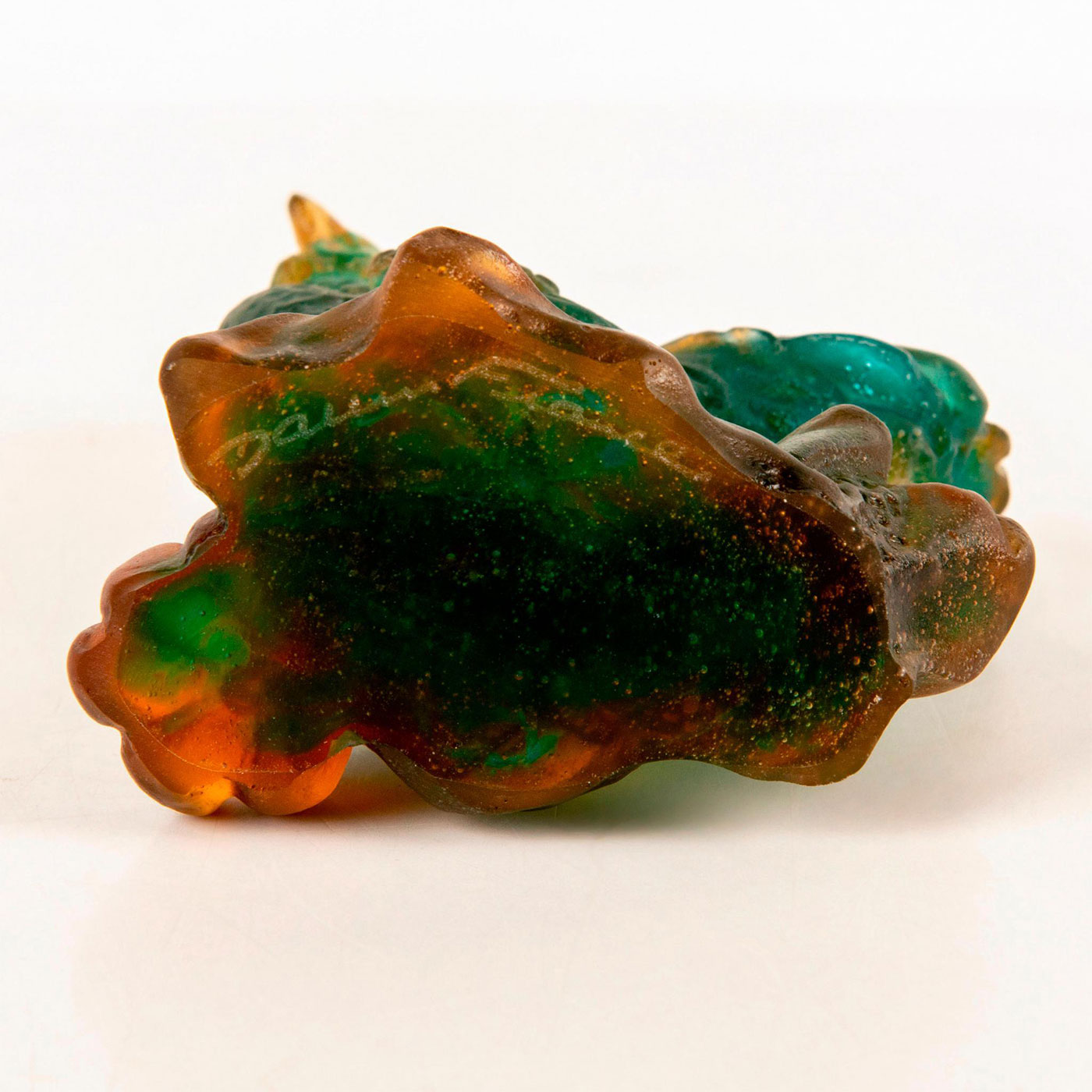 Daum Frosted Crystal Rooster, Amber Green 02693 | Lion and Unicorn
