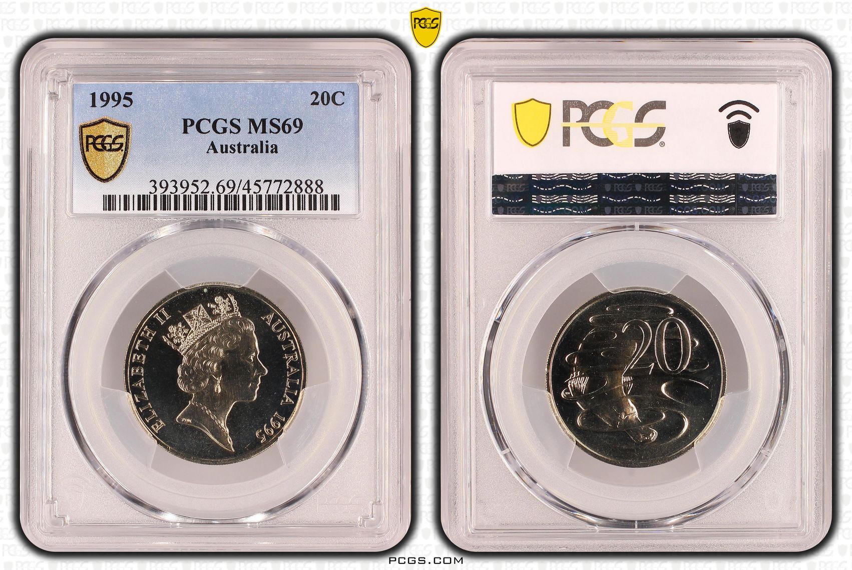 Elizabeth II, POP 12/0, Twenty Cent, 1995, PCGS MS 69