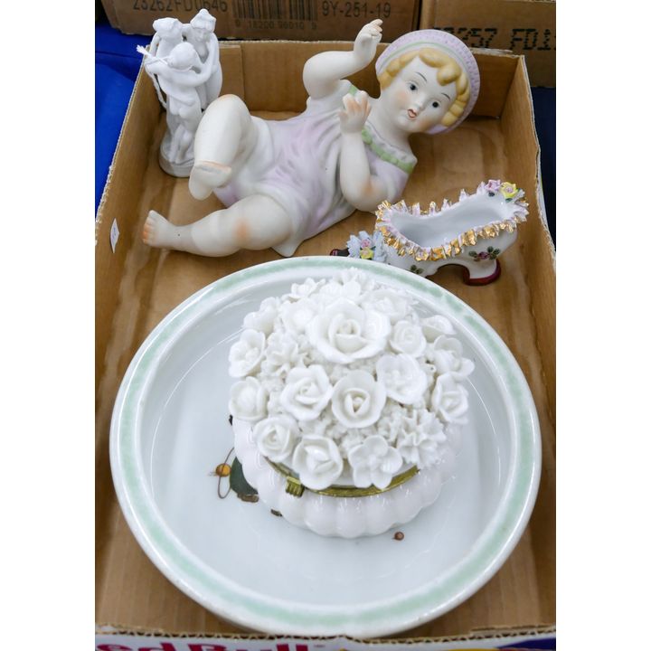 Box Bisque Child Figurine Etc.