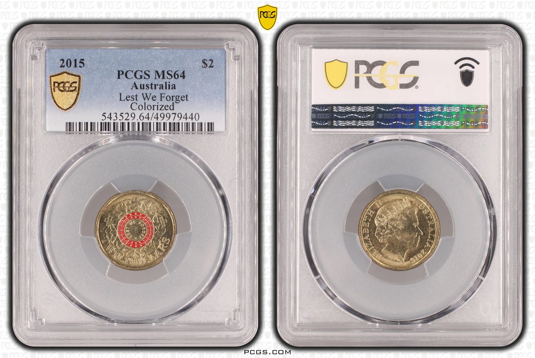 Lest We Forget Colorized, Two Dollar, 2015, PCGS MS64