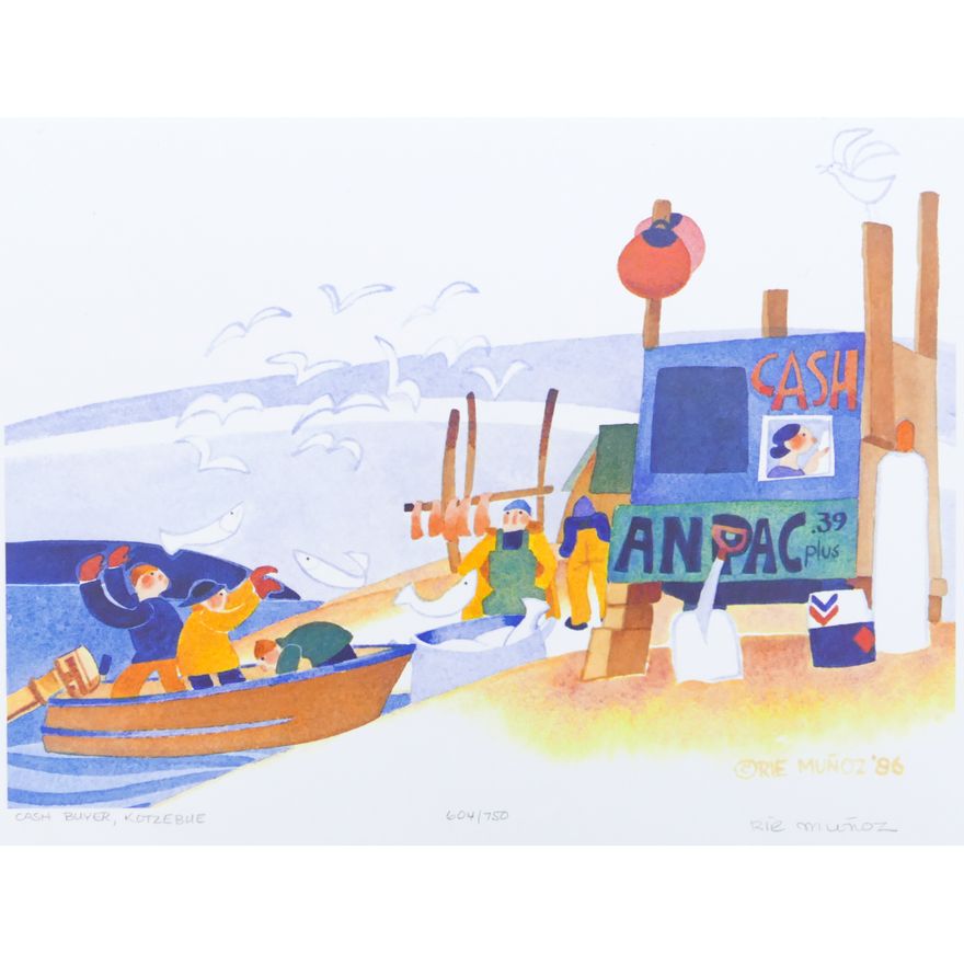 Rie Munoz ''Cash Buyer, Kotzebue'' 1986 Signed Print