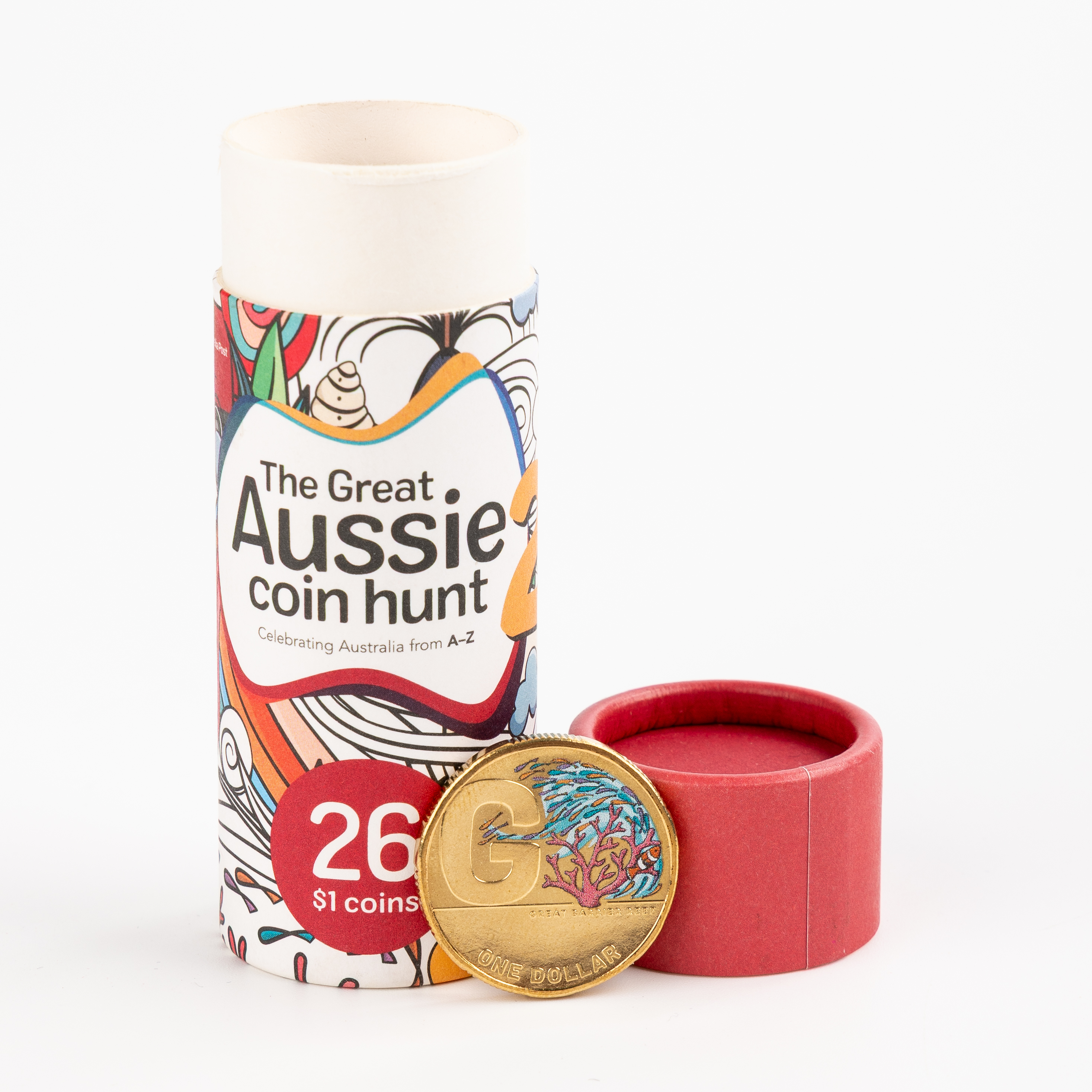 Elizabeth II, Great Aussie Coin Hunt #2 with coloured Great Barrier Reef, One Dollar, 2021, UNC