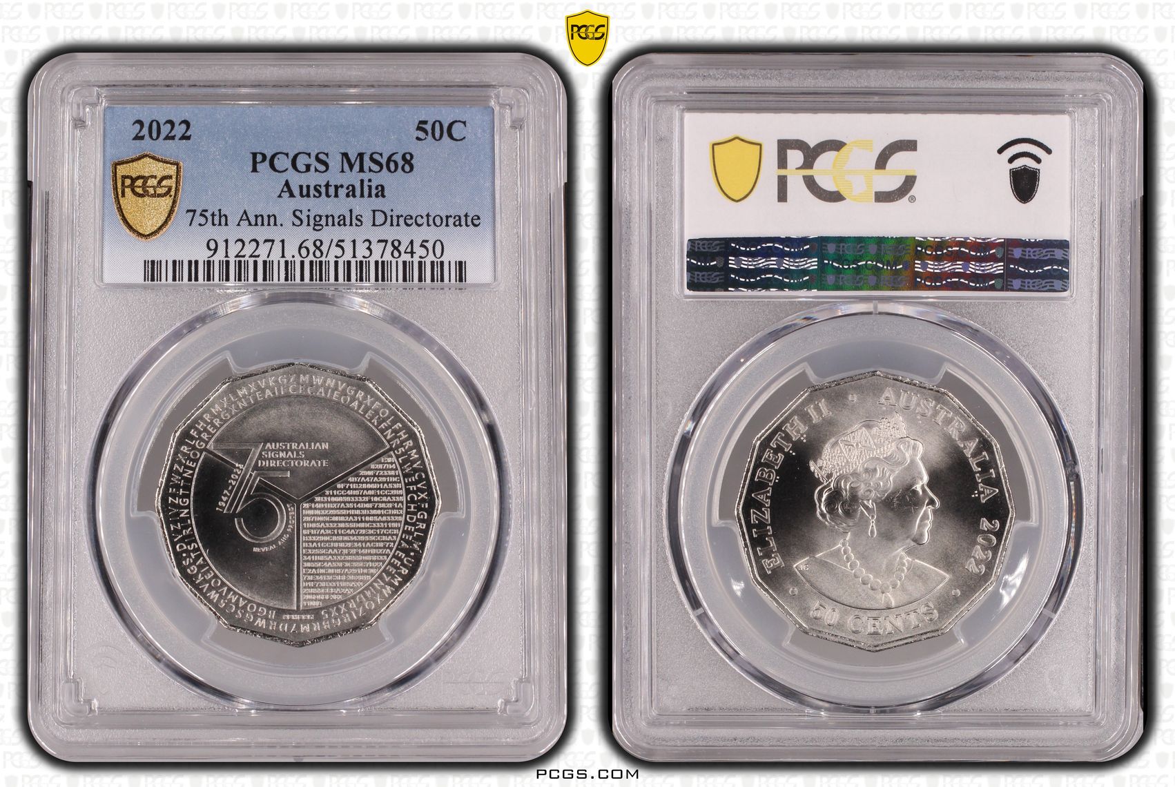 75th Ann. Signals Directorate, Fifty Cent, 2022, PCGS MS68