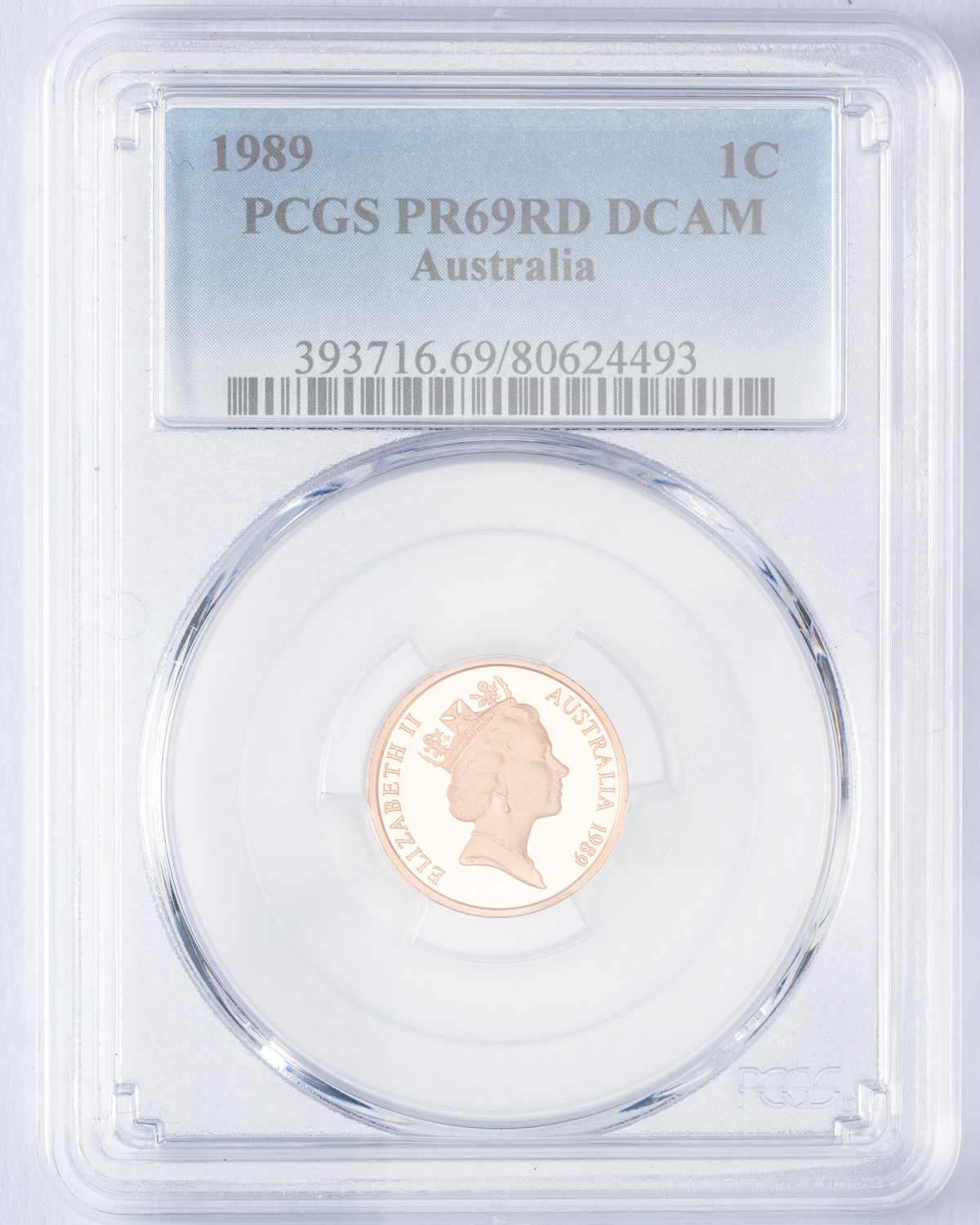 Elizabeth II, One Cent, 1989, PCGS PR69DCAM