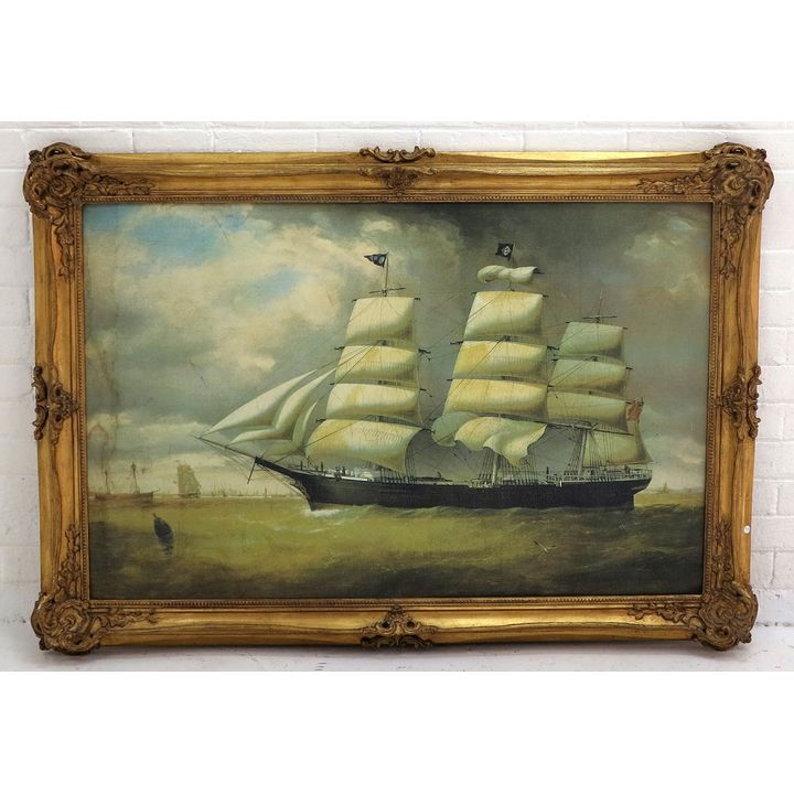 LARGE GILT FRAMED PRINT ON BOARD