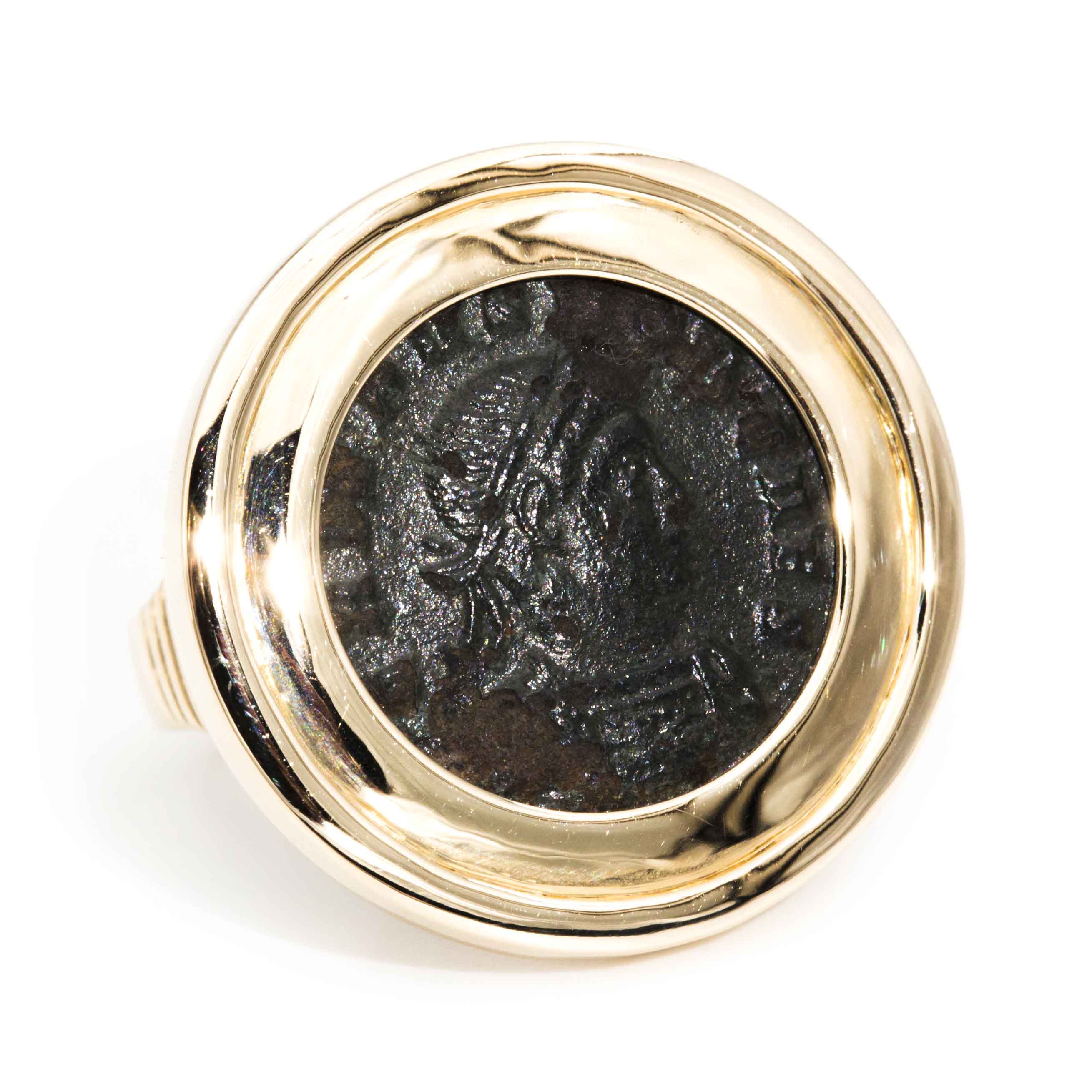 2394 · Roman AE3 of Crispus Ancient Coin 9 Carat Gold Signet Ring