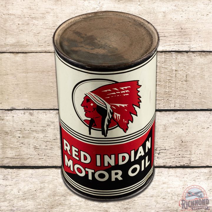 Red Indian Motor Oil 1 Imperial Quart Metal Can